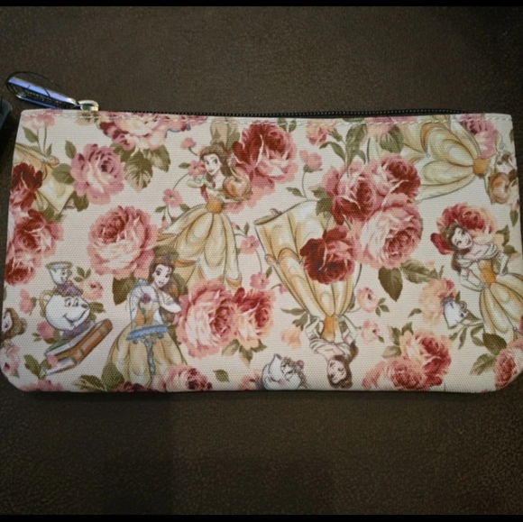 Loungefly Handbags - Loungefly Disney Beauty and the Beast Belle Floral Pencil/Makeup Zip Pouch NWT